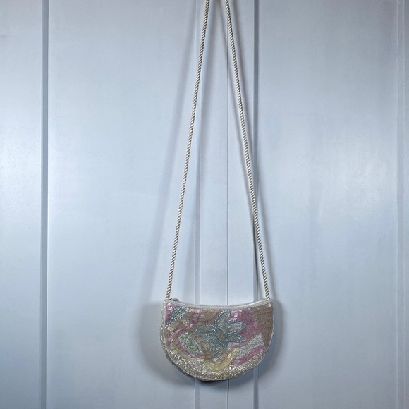 Handbags - Beaded Vintage Style Bag - Mermaid Pastel Colours - Zipper Closure